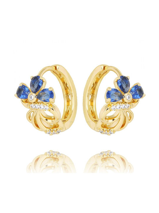 ecarla Earrings Hoops made of Gold 18K with Stones