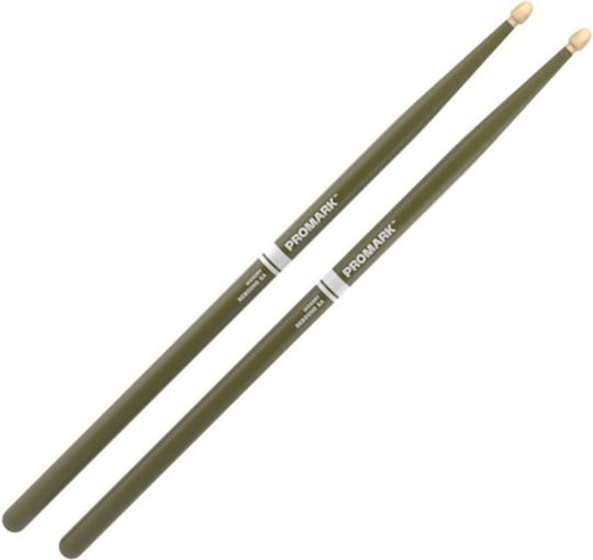 Promark Hickory Drumsticks Drums 5A with Tip Shape Acorn in Green Color