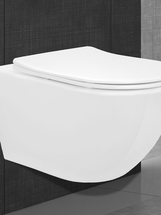 ECD Germany Λεκάνη Κρεμαστή Rimless χωρίς Κάλυμμα Duroplast Soft Close Λευκή