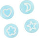 LETTERS SYMBOLS Acrylic Craft Beads Blue 4pcs 7mm