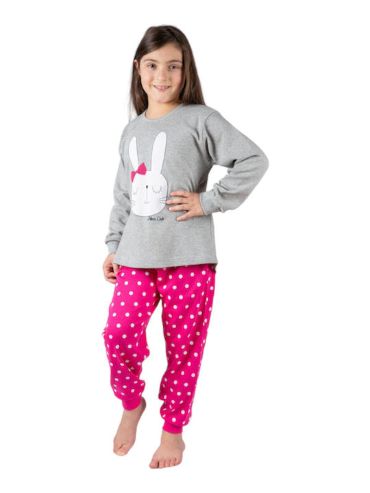 Nina Club Rabbit Set Top & Bottom Kids Winter Cotton Pyjamas Gray