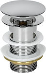 ECD Germany Pop Up Brass Valve Sink with Overflow and Output 41.2mm Silver