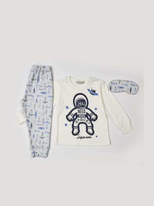 Hashtag Set Top & Bottom Kids Winter Pyjamas Ecru