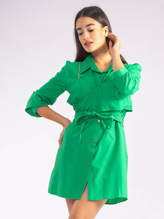 The Lady Rochie Mini în Stil Seimitzie Verde