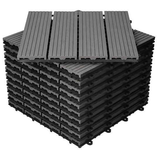 ECD Germany Terrassendiele für Gartenboden aus WPC 30x30cm 1Stück