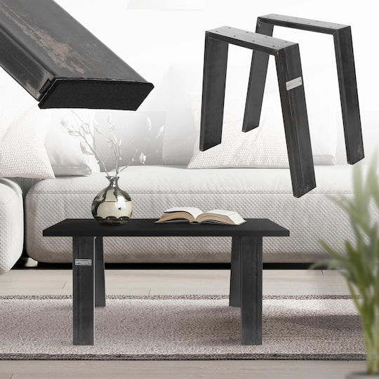 ML-Design Μεταλλικό Πόδι Επίπλου 2τμχ Κατάλληλο για Τραπέζι / Τραπεζάκι 44x42cm Μαύρο