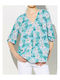 Forel Women's Summer Blouse Short Sleeve Floral Green