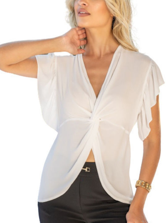 Derpouli Women's Summer Blouse Short Sleeve wit...