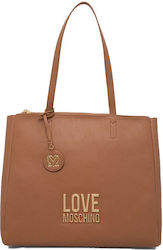 Moschino Γυναικεία Τσάντα Shopper Ώμου Καφέ