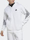 Adidas Future Icons 3-Stripes Full Jachetă cu fermoar pentru bărbați cu glugă și buzunare Albă