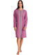 Lydia Creations Summer Women's Cotton Robe with Nightdress Purple