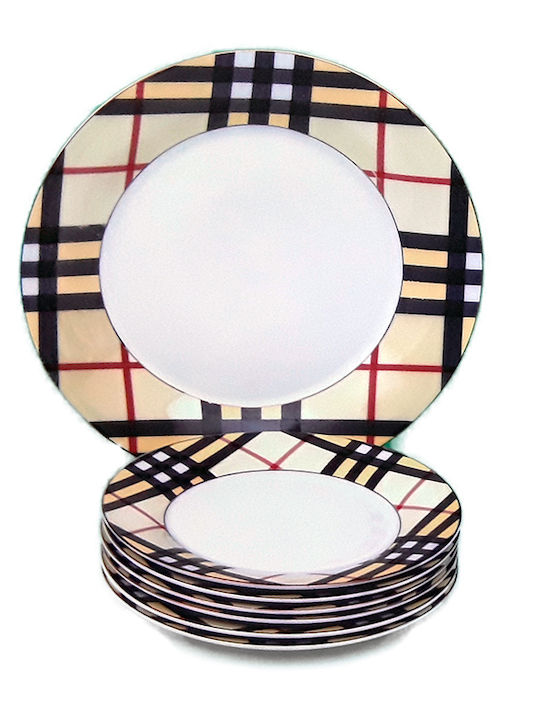 Karvounis Plate Desert made of Porcelain Multicolour 7pcs