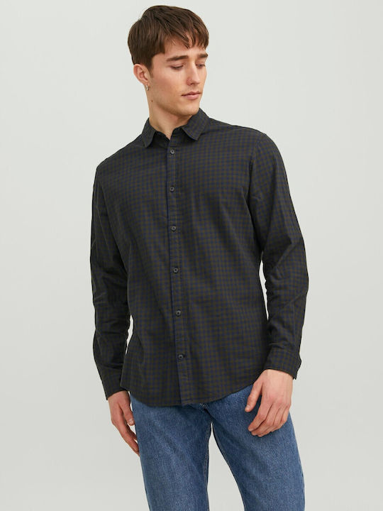 Long-sleeved Cotton Shirt Checked FOREST NIGHT