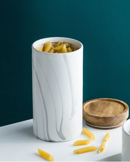 Melina's Collection Vaza Uz General cu capac ermetic Ceramică Alb 1300ml
