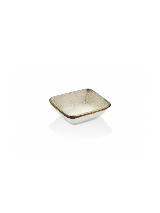 By Bone Serving Bowl Square made of Porcelain Beige 10x11cm