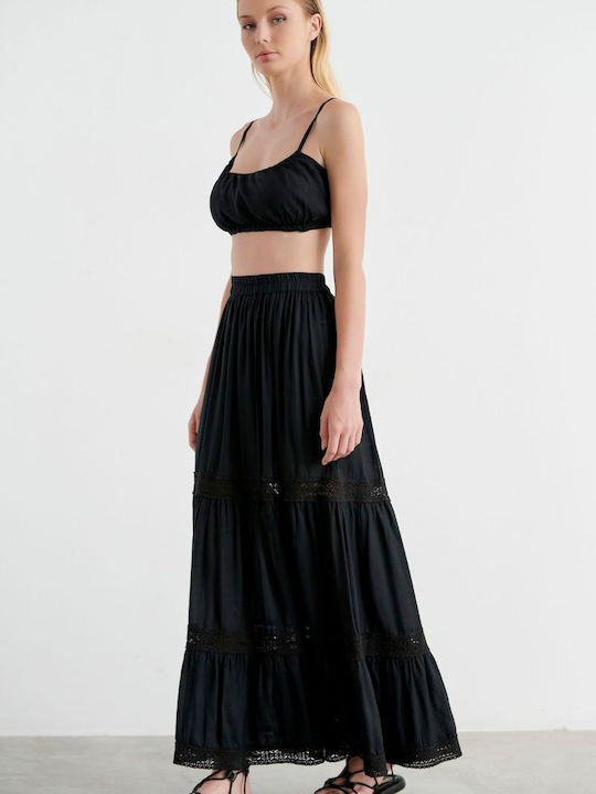 SugarFree High Waist Maxi Skirt in Black color