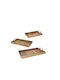 Koopman Lemnos Dreptunghiular Tavă de Servire cu Mânere în Culoare Maro 38x25x7cm A44710510 3buc