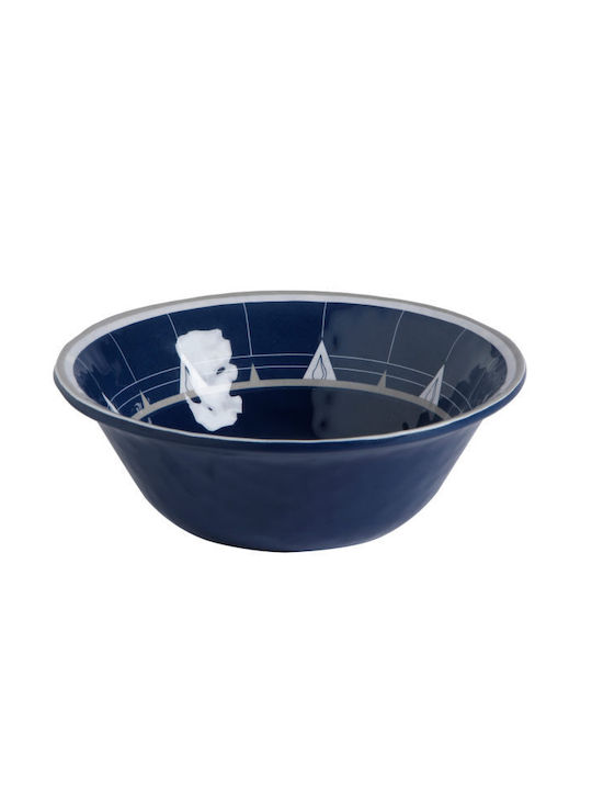 Marine Business Cereal Serving Bowl Round made of Melamine Blue with Diameter 13.5cm 6pcs