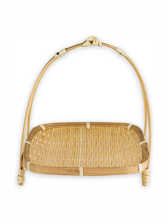 Kaemingk Bambus Oval Tavă de Servire din Bamboo cu Mânere în Culoare Bej 19x19x23cm 801594 1buc