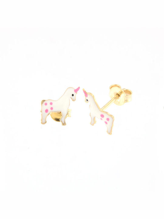 Ηώς Gold Studs Kids Earrings Unicorns 9K