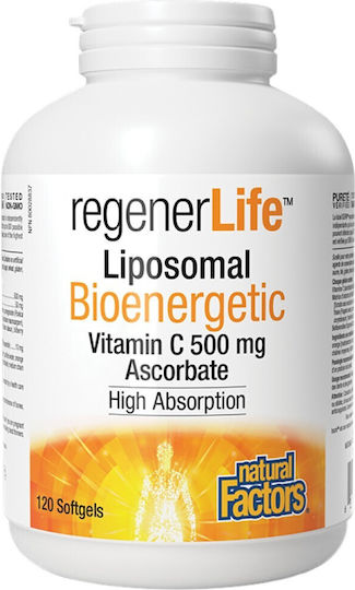 Natural Factors Regener Life Liposomal Bioenergetic Vitamin C Vitamin for Immune System Boost, the Skin & Antioxidant Action 500mg Natural 120 softgels