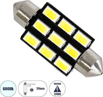 GloboStar Lămpi Autoturismului C5W LED 6000K Alb rece 12V 4.5W 1buc