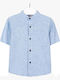 Kids Shirt Short Sleeve Linen Light Blue