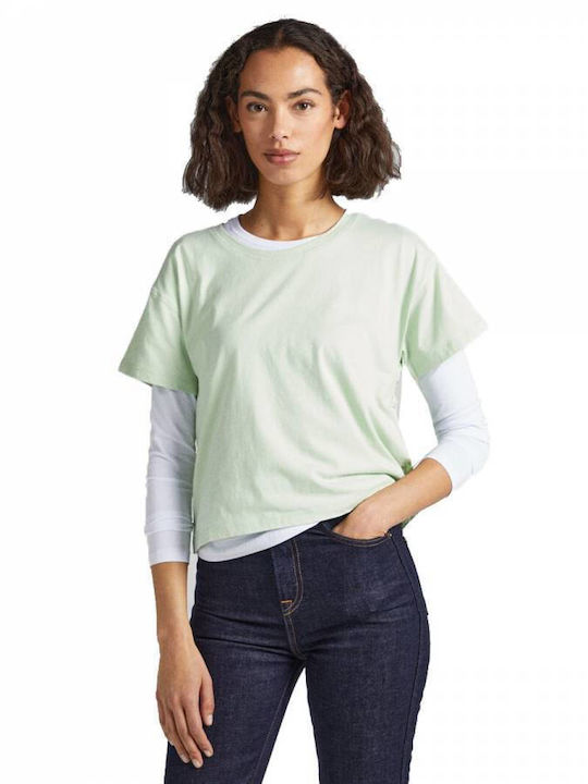 Pepe Jeans Damen Crop T-shirt Blumen Grün