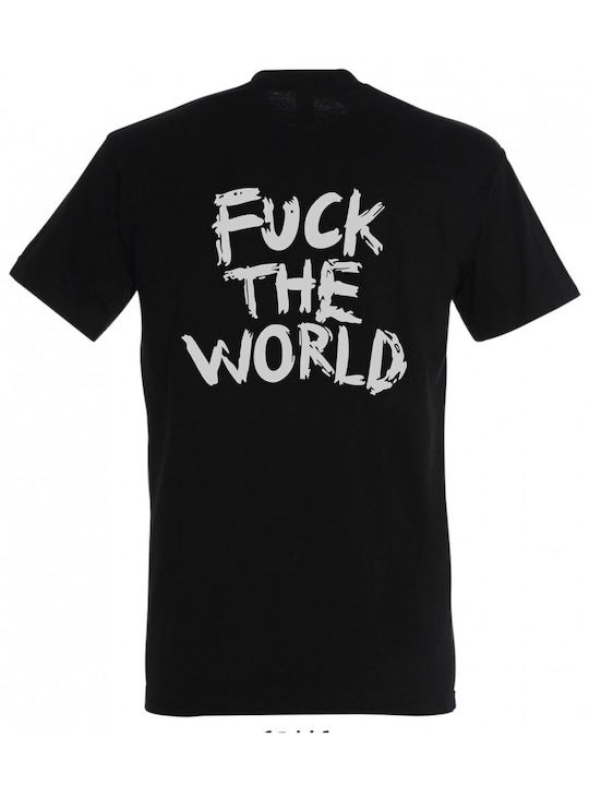 T-shirt Fuck World σε Μαύρο χρώμα