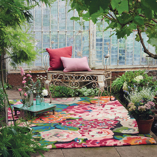 Sanderson Rose & Peony Lucrat manual Din lână Pink-Multi 45005
