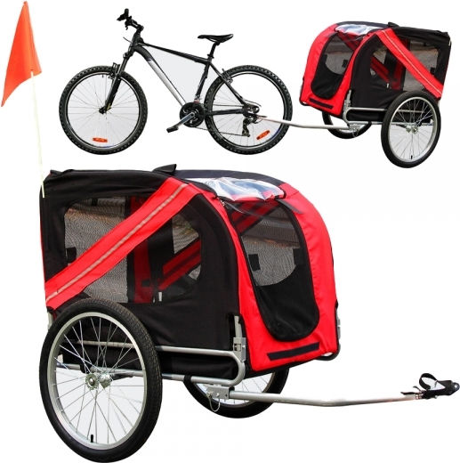 Wiltoc Dog Carrying Red Bicycle Trailer for 40kg Pets L90xW70xH70cm