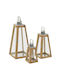 Inart Set de lanterne Lemn Cu picioare Bej 24x24x51buc 3buc