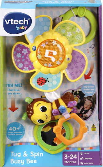 Vtech Κρεμαστό Παιχνίδι Αυτοκινήτου με Μουσική Tug & Spin Busy Bee για 3+ Μηνών