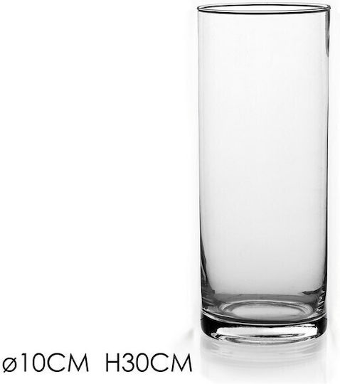 General Trade Διακοσμητικό Βάζο Γυάλινο Διάφανο Φ10xΥ30cm