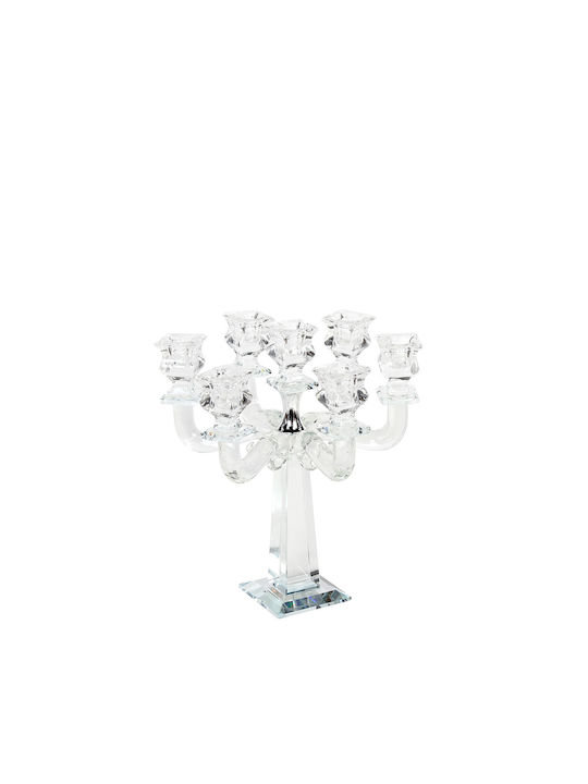 Keskor Candle Holder Crystal 7 Seats in Transparent Color 23x23x26cm 1pcs