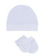 Set Căciulă Copil cu Mănuși Textil Alb pentru Nou-născut