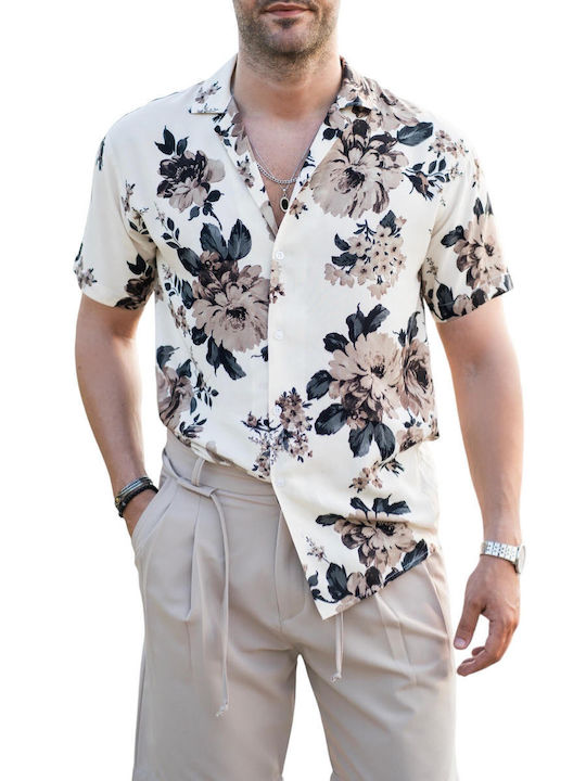 Ben Tailor Men's Floral Shirt with Short Sleeves Black