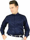 Long-sleeved Cotton Shirt Navy Blue