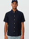 Short-sleeved Linen Shirt Navy Blue
