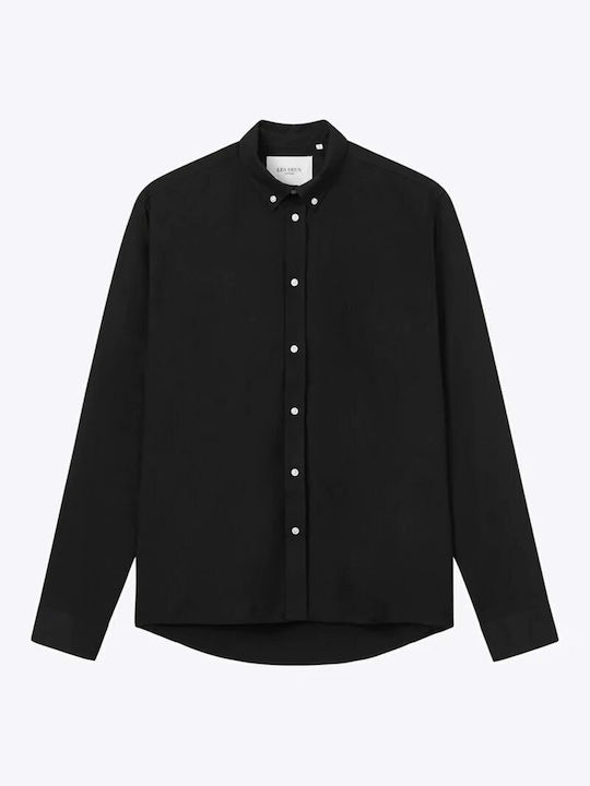 Les Deux Men's Shirt Long Sleeve Cotton Checked Black