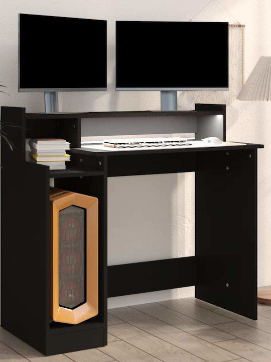 Γραφείο Υπολογιστή Ξύλινο Μαύρο με LED & USB θύρες 97x45x90εκ.