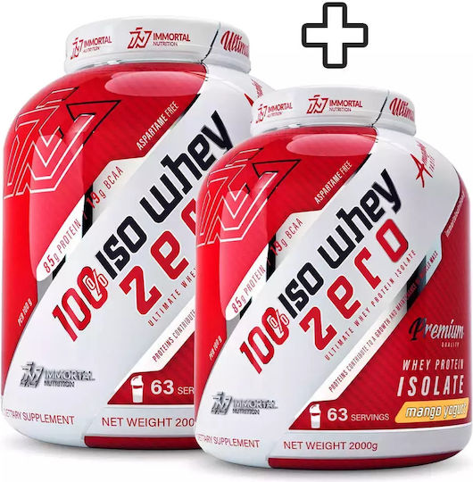 Immortal Nutrition 100% Iso Whey Zero суроватъчен протеин без глутен и лактоза с вкус на манго и йогурт 2x2kg
