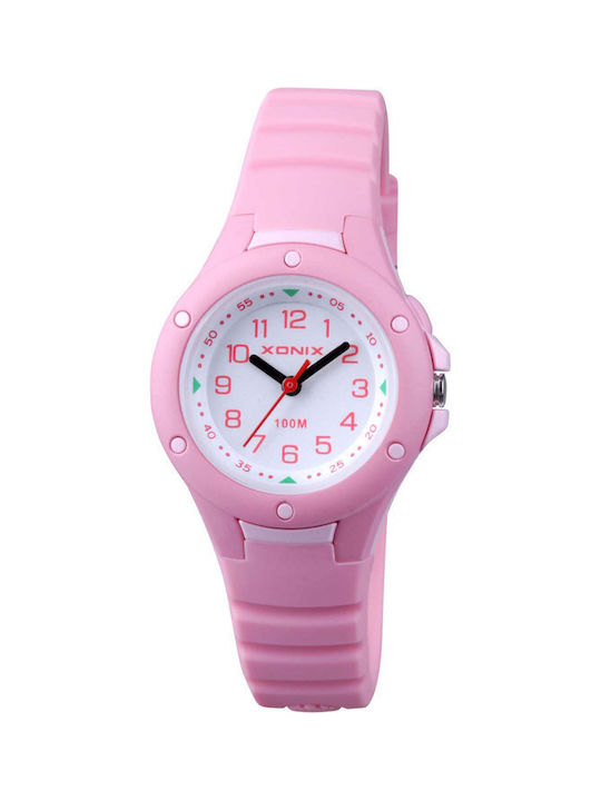 Xonix Watch Battery with Pink Rubber Strap