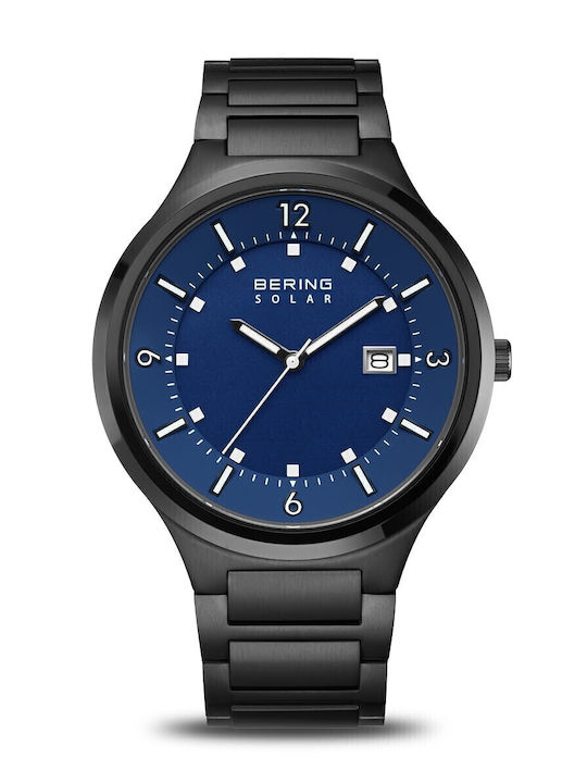 Bering Time Ανδρικό Ρολόι 49mm Solar με Μαύρο Μεταλλικό Μπρασελέ