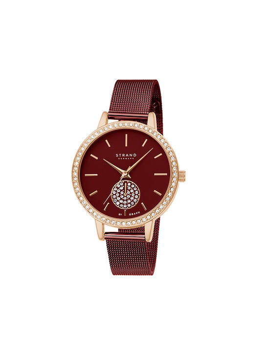 Strand by Obaku Uhr mit Burgundisch Metallarmband