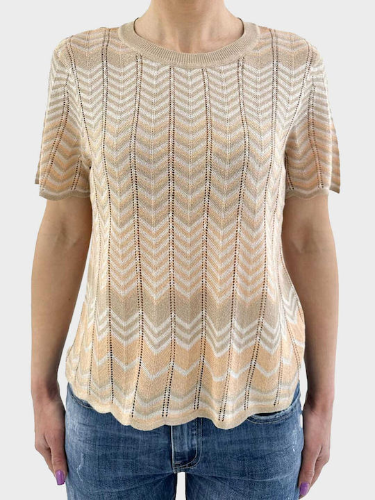 Only Damen Sommerliche Bluse Kurzärmelig Beige