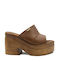 Harris Chunky Heel Mules Tabac Brown