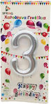 Birthday Candle Number "3" in Silver Color SDS-18553