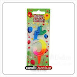 Uniker Birthday Candle Number "5" Multicolored