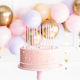 PartyDeco Свещ за Рожден Ден Прост в Розов Цвят 12бр SCD-2-081J